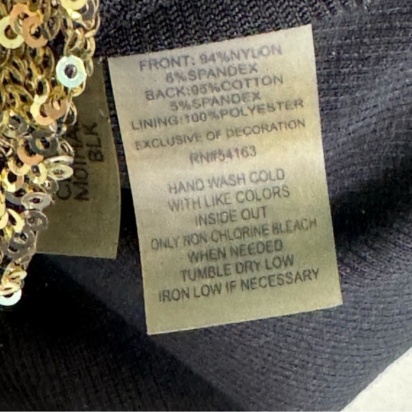 Calvin Klein Sleeveless Gold Sequin Tank Top Size Large Womens Rib Cotton Back - Picture 4 of 4